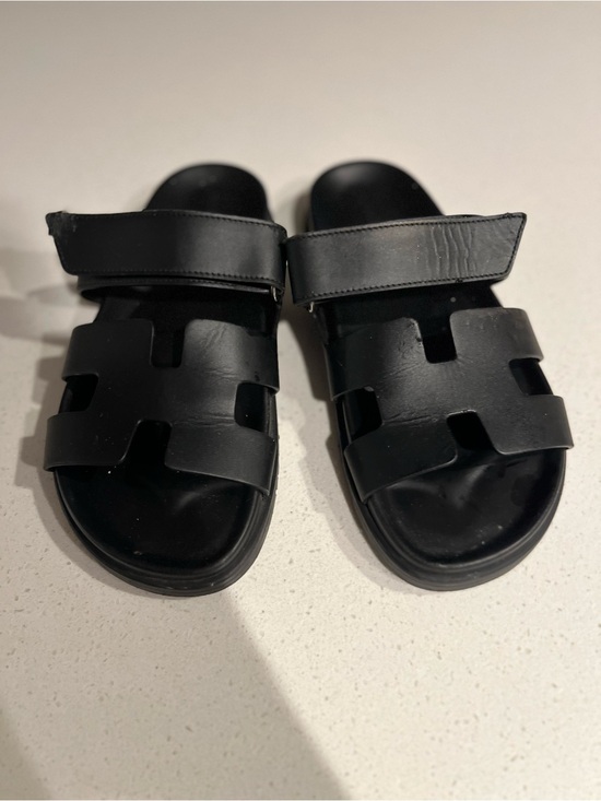 Hermes Shoes - Women Hermes chypre Black Slide Sandals -